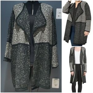Calvin Klein Thick Sweater Cardigan Size 3X Black/Gray Long Sleeve